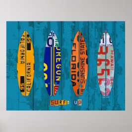 Póster Surf's Up License Plate Art