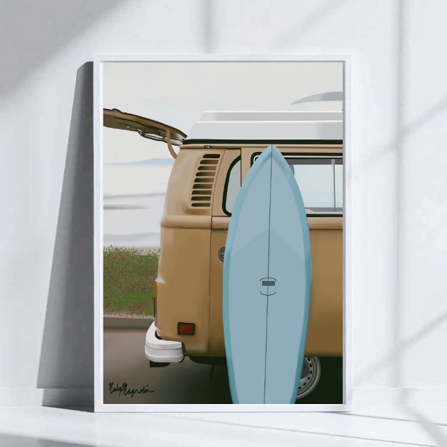 Póster Surf's Up | Pintura de playa de Volkswagen en Surf (Subido por el creador)