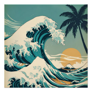 Póster Surf's Up Retro Wave Design Classic California