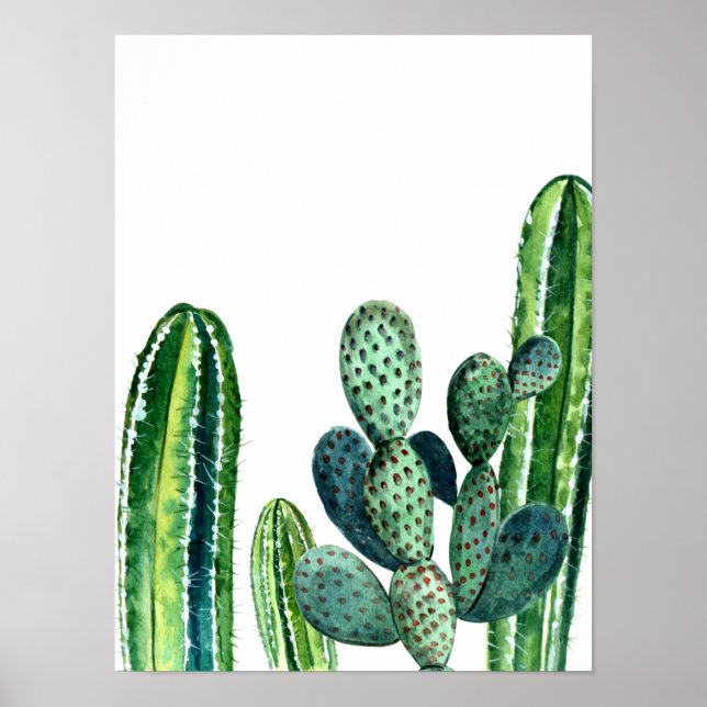 Póster Suroeste de Cactus Moderno a la Acuarela (Frente)