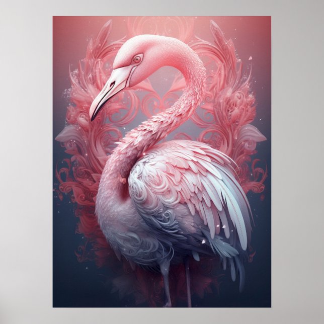 Póster Surreal Abstract Pink Flamingo (Frente)