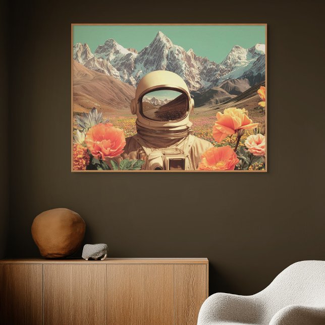 Póster Surreal Astronaut In Flower Field (Surreal Astronaut In Flower Field)