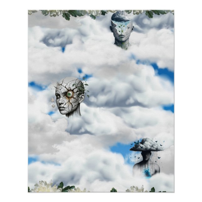 Póster Surreal Cloud Portraits with Cracked, Serene, and  (Anverso)