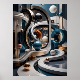 Póster surreal de montañas celestiales esmeralda t