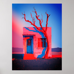 Póster Surreal Deert House Wall Art - Minimalista