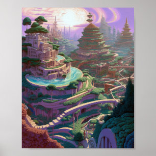 Póster Surreal Fantasy City