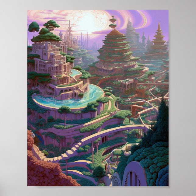 Póster Surreal Fantasy City (Frente)