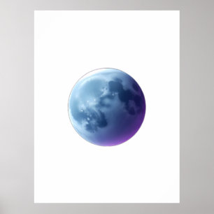 Póster Surreal Full Moon with Colorful Cloud Patterns
