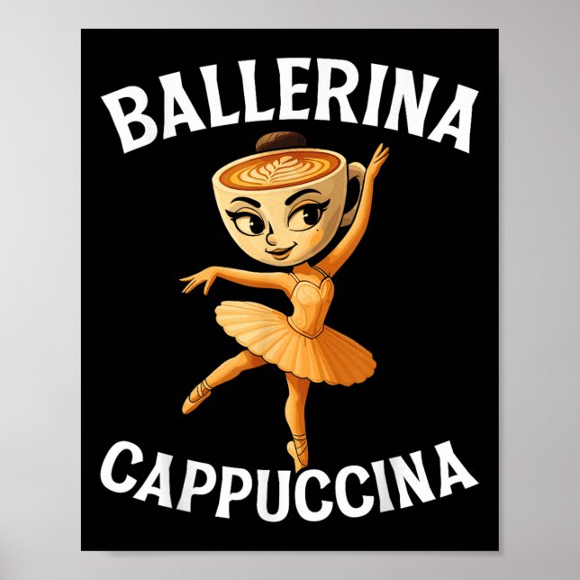 Póster Surreal italiano Brainrot Meme Ballerina Cappuccin (Frente)