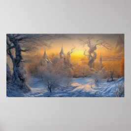 Póster Surreal Moderno Abstracto invierno maravilla nieve
