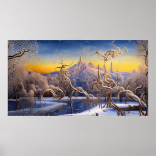 Póster Surreal Moderno Resumen de maravilla de invierno