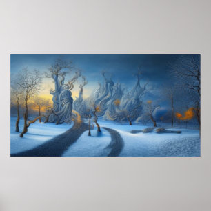 Póster Surreal Moderno Resumen Resumen nieve maravillosa 