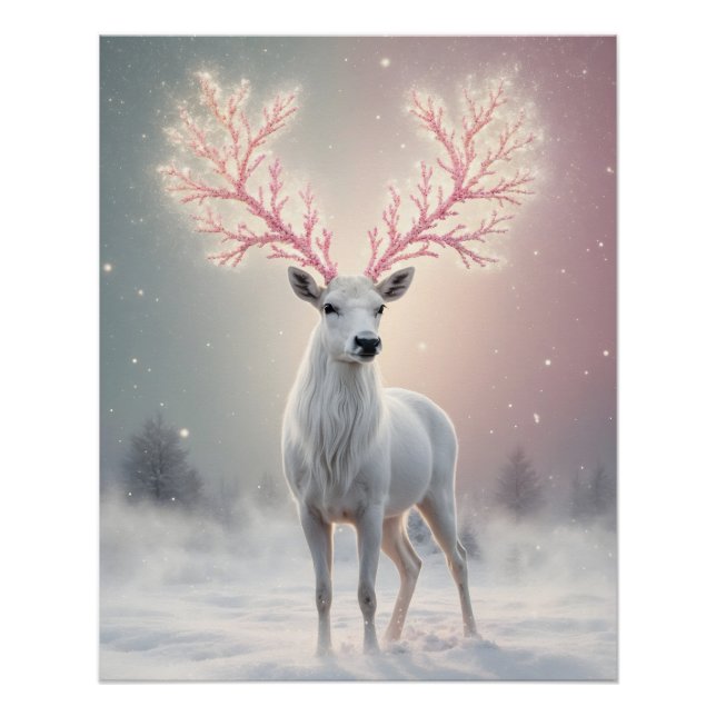 Póster Surreal Pink Antler Reindeer (Anverso)