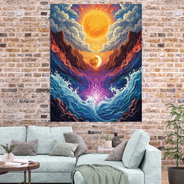 Póster Surreal Sun and Moon Abstract Landscape Poster (Subido por el creador)