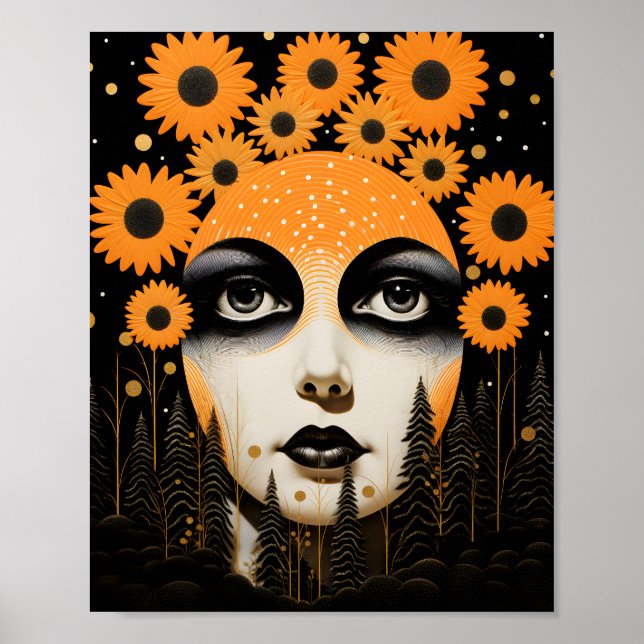 Póster Surreal Sunflower Face Celestial (Frente)