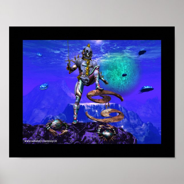 Póster SURREAL UNDERSEA / Cáncer Zodiac Rótulo de cumplea (Frente)