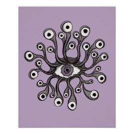 Póster Surreal Weirdcore Eye Tentacle Artwork - Purple