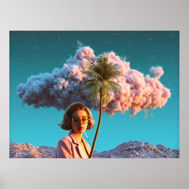 Póster Surreal Woman with Palm Tree (Frente)