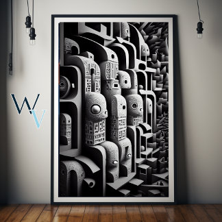 Póster Surrealismo blanco y negro