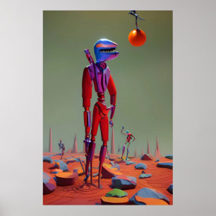 Póster Surrealismo de Ken Gage con frutas de bajo consumo