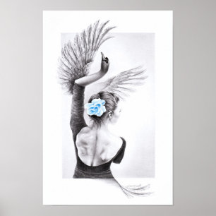 Poster surrealista del arte del lápiz de la mujer