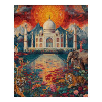 Surrealista paisaje soñado del Taj Mahal Vibrante