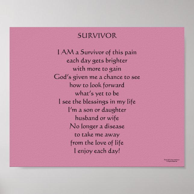 PÓSTER SURVIVOR POEM (Frente)