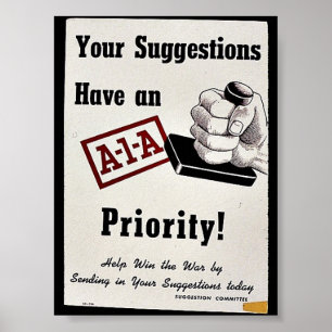 Póster Sus Sugerencias Tienen Prioridad A-1-A