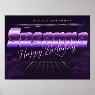 Póster Susanna Name Vorname lila retro Poster Geburtstag