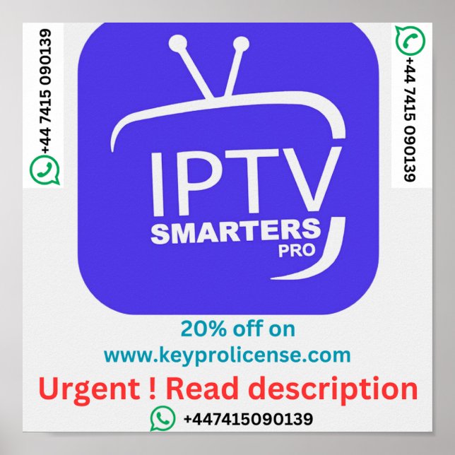 Póster Suscripción A 12 Meses Para IPTV keyprolicense.com (Frente)