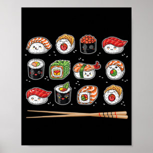 Póster Sushi Anime Kawaii japonés amante de la comida Ota