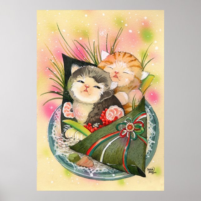 Póster Sushi Cats Kitty Navidades Handroll (Frente)