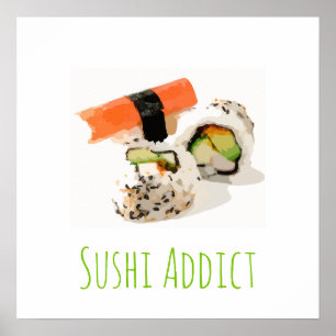 Póster Sushi delicioso japonés