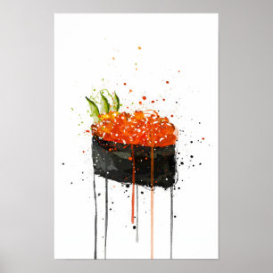 Póster Sushi Gunkan de Caviar Rojo