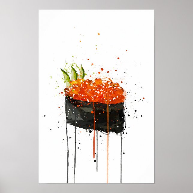 Póster Sushi Gunkan de Caviar Rojo (Frente)