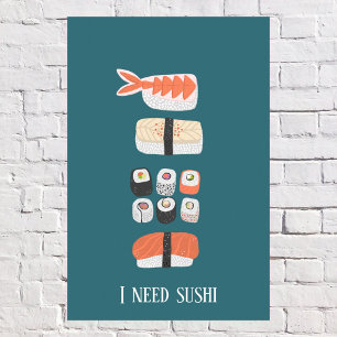 Póster Sushi Japonés Texto Personalizado