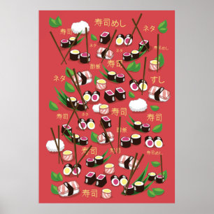 Póster Sushi Rojo