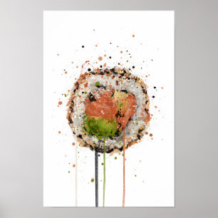 Póster Sushi Uramaki de Salmón
