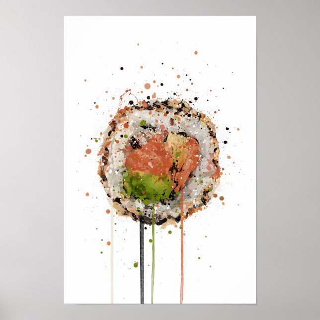 Póster Sushi Uramaki de Salmón (Frente)