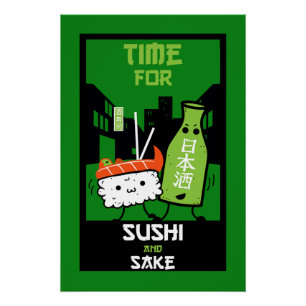 Póster Sushi Y Sake Foodies