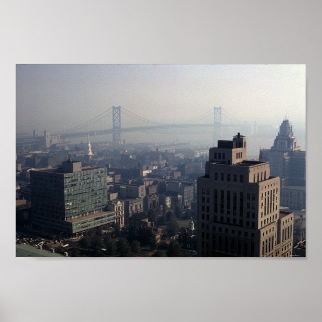 Póster Suspensión del río Ben Franklin Bridge Delaware 19 (Frente)