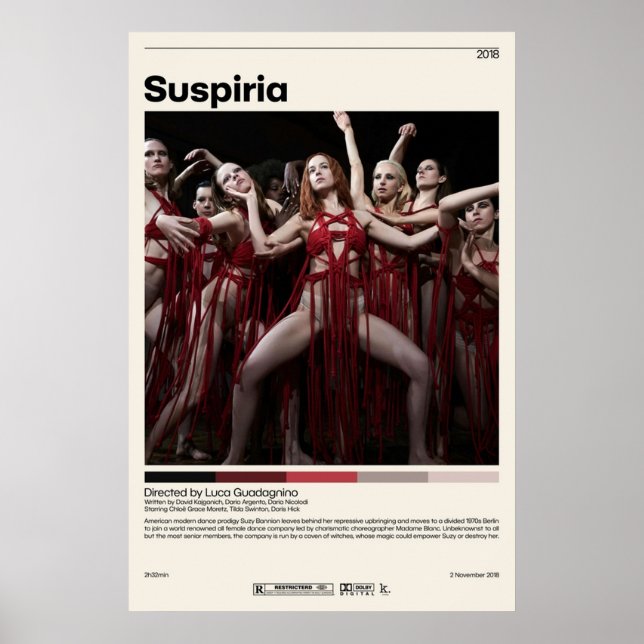 Póster Suspiria Luca Guadagnino Vintage de películas Mini (Frente)