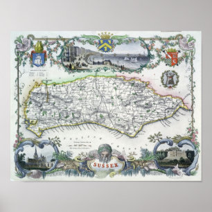 Póster Sussex, grabado por W. Schmollinger
