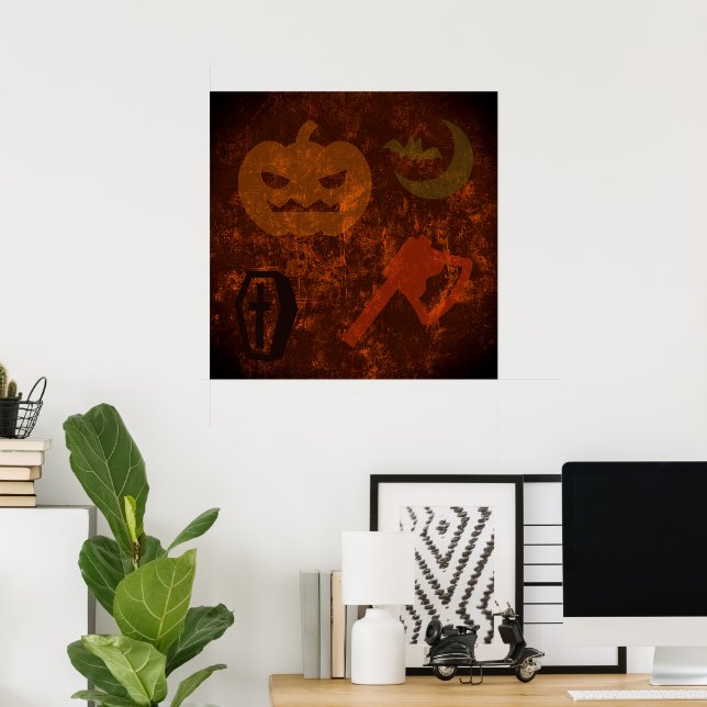 Póster Sustos de Halloween en un fondo espeluznante (Oficina en casa)