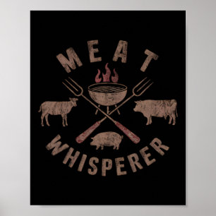 Póster Susurrador de Carne Ahumadores de Barbacoa Cocinan