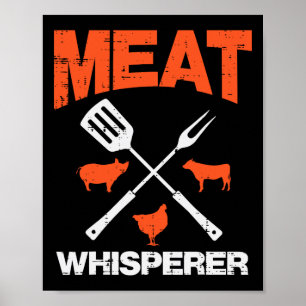 Póster Susurrador de Carne Divertido Barbacoa Parrilla Bb