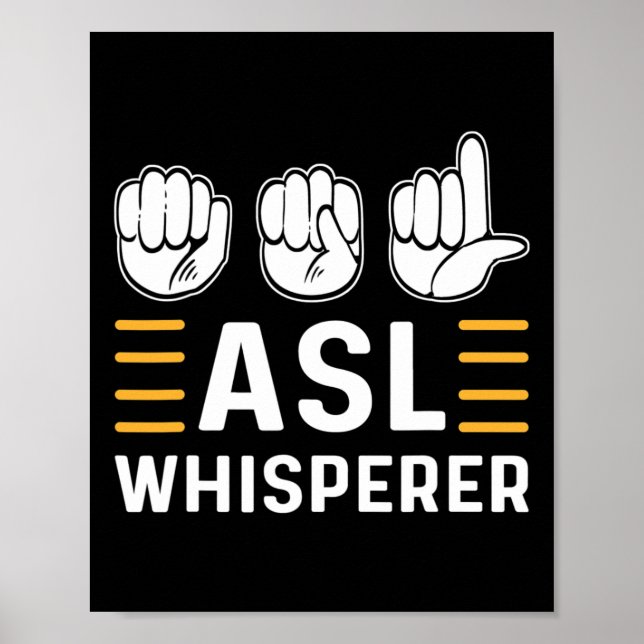 Póster Susurro. Asl Awareness Hand Rótulo Lenguaje Sordo  (Frente)