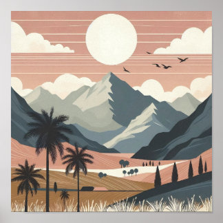 Póster Susurros de la Tierra: Una Montaña Minimalista Boh