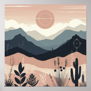 Póster Susurros de la Tierra: Una Montaña Minimalista Boh