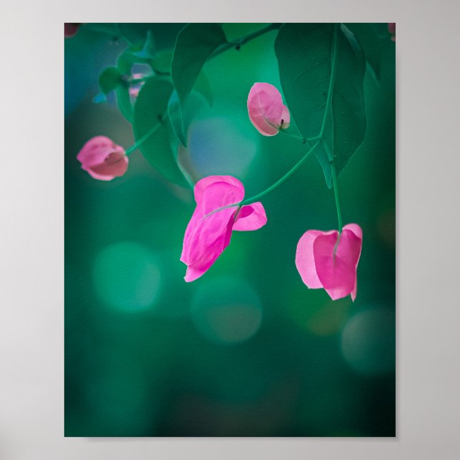Póster 🌸 Susurros de Rosa en Tonos Esmeralda 🌿 (Frente)
